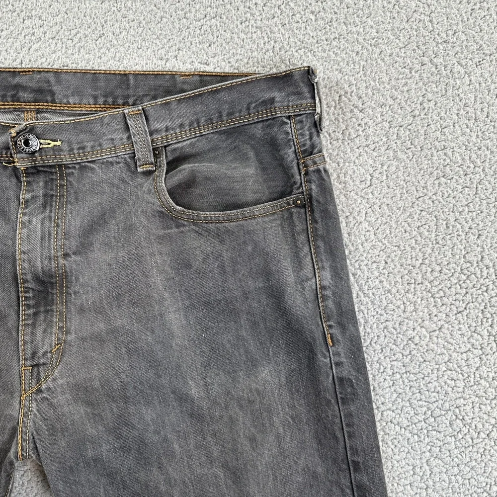 Levi's 569 Loose Fit Straight Leg Jeans Men 42x32 Grey Flap Pocket Work Preppy